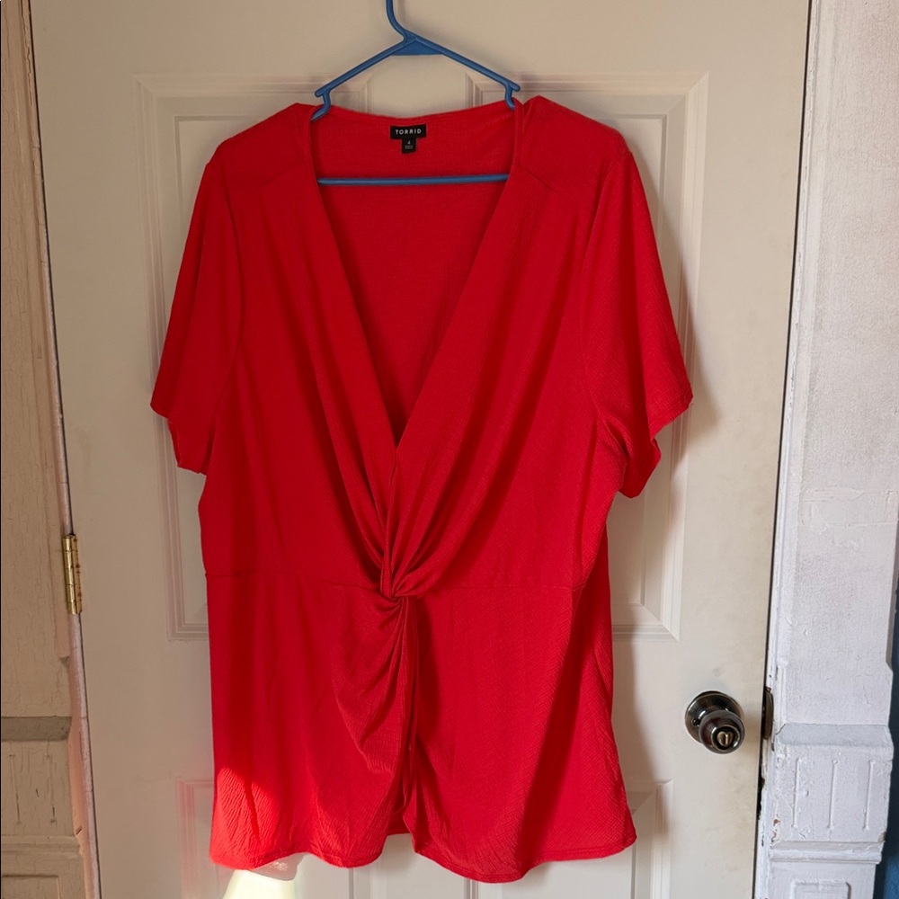 Torrid Red Twist Front Blouse